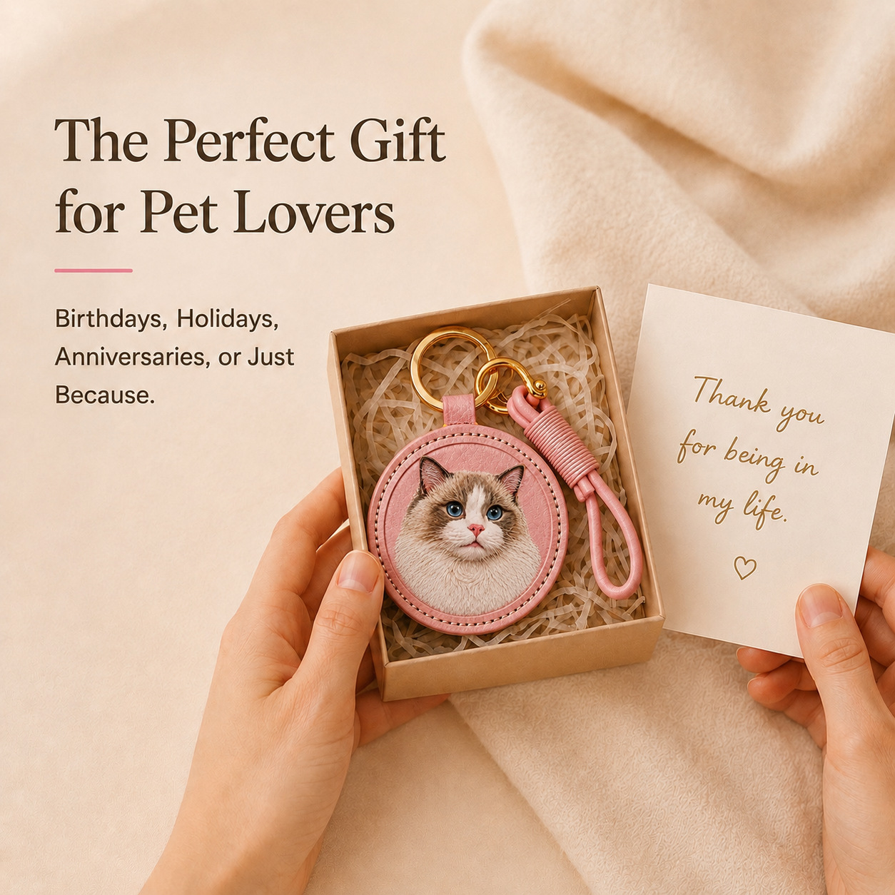 Custom 3D Leather Pet Portrait Keychain, Hand-Carved Bag Tag, Pet Lover Keepsake