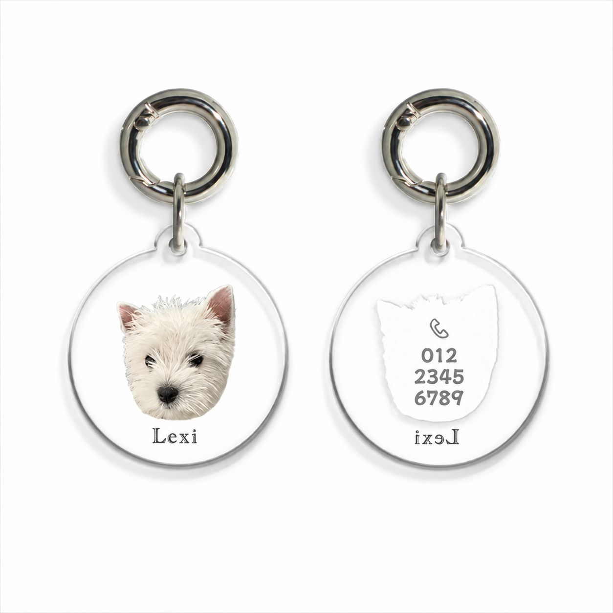 Custom Pet Photo Keychain – Personalized Dog Face Acrylic Keyring