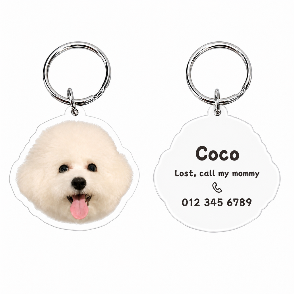 Custom Pet Photo Keychain – Personalized Dog Face Acrylic Keyring