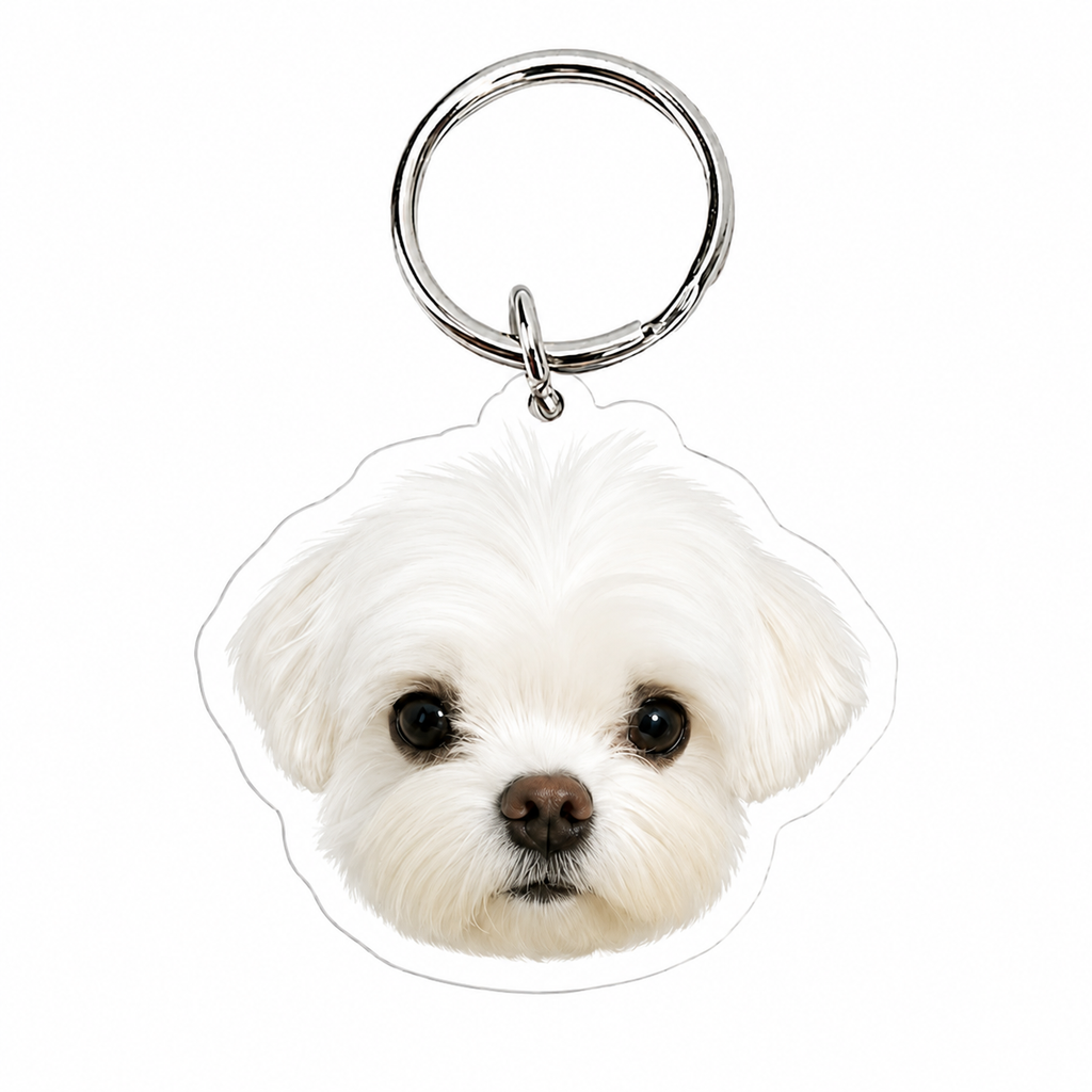 Custom Pet Photo Keychain – Personalized Dog Face Acrylic Keyring