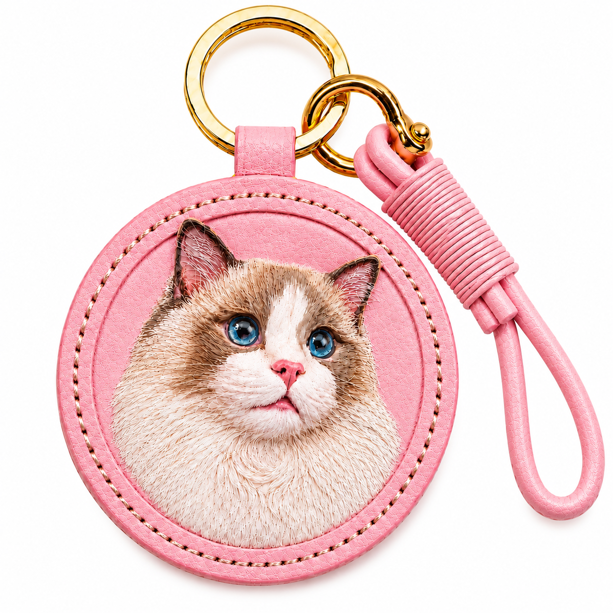Custom 3D Leather Pet Portrait Keychain, Hand-Carved Bag Tag, Pet Lover Keepsake