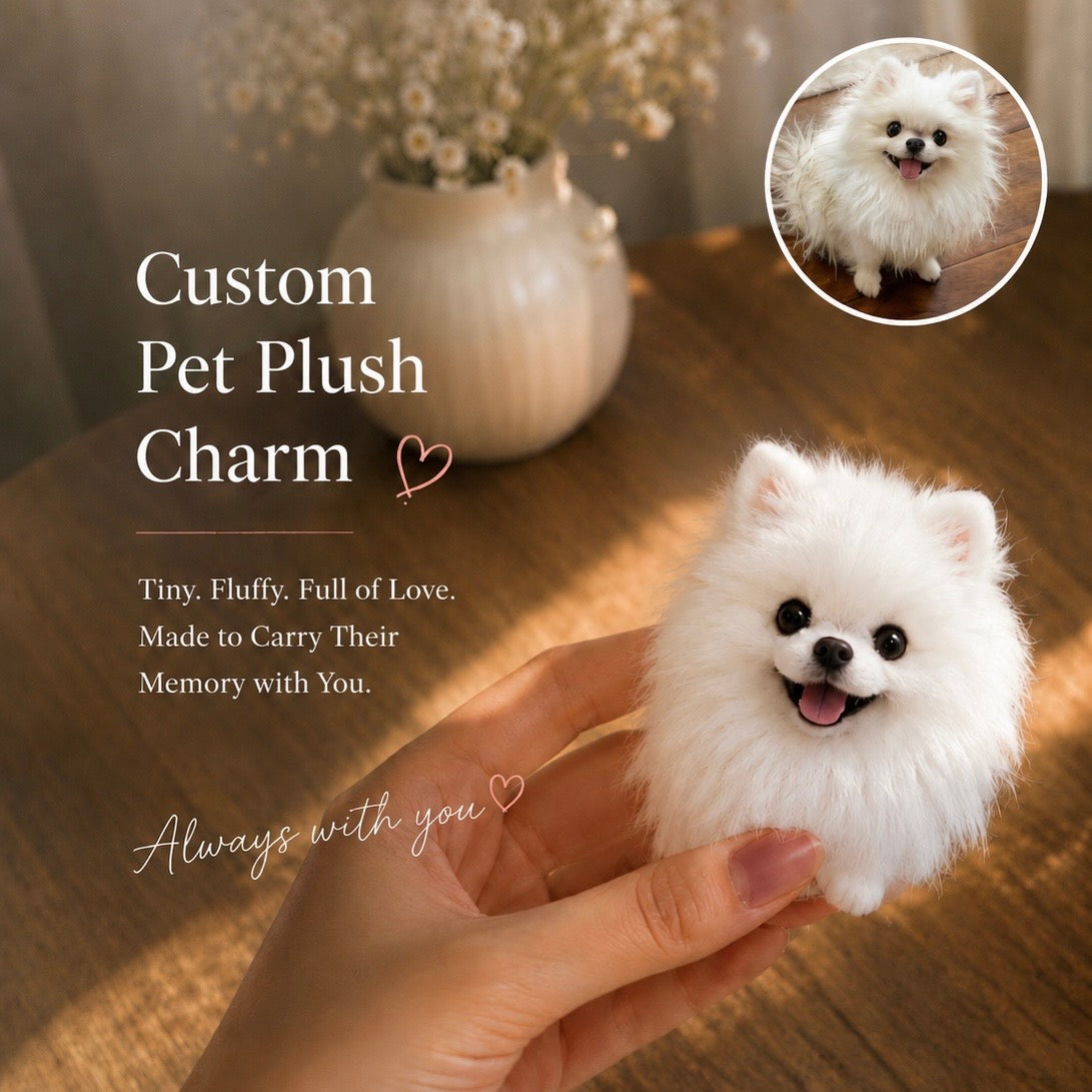 Custom Pet Plush Bag Charm, Personalized Dog Cat Keychain, Pet Memorial Gift