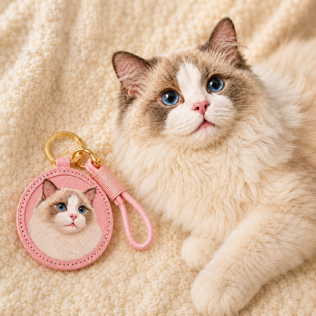 Custom 3D Leather Pet Portrait Keychain, Hand-Carved Bag Tag, Pet Lover Keepsake